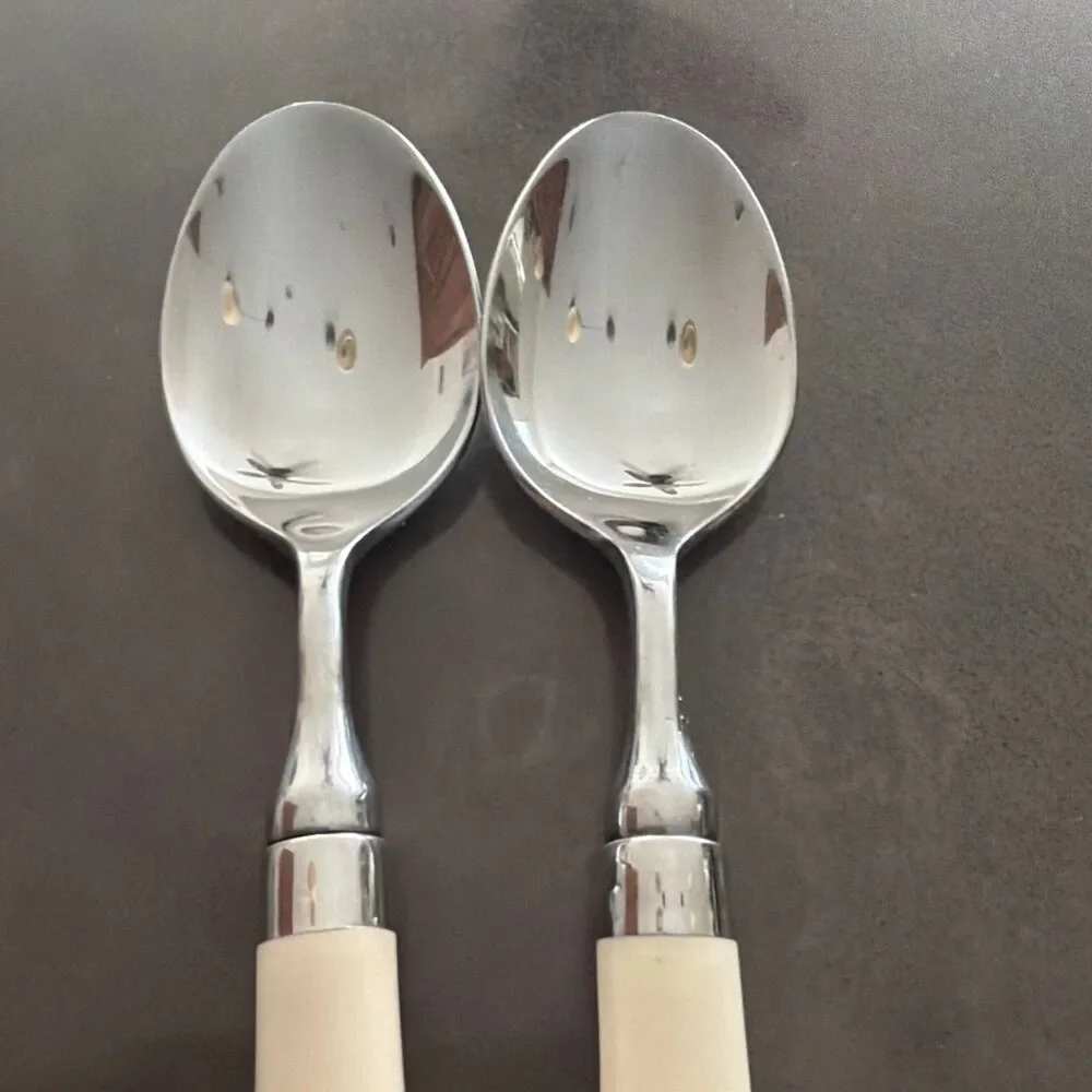 Set Of 2 Stanley Roberts Spectrum Ivory Stainless TEASPOONS 6 1/2